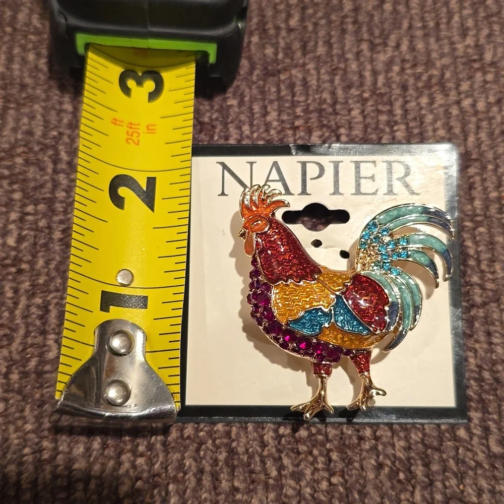 NAPIER BRAND FASHION JEWELRY FANCY COLORFUL SPARKLING ROOSTER PIN BROOCH